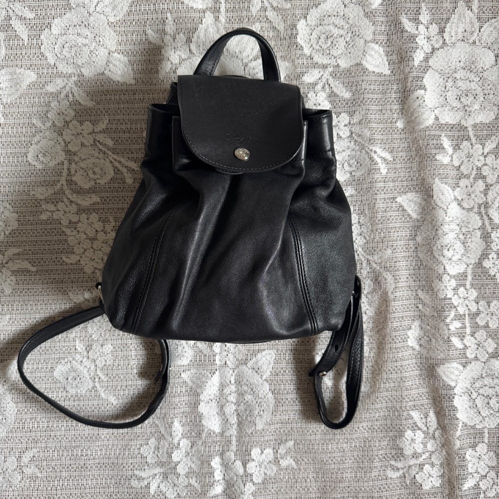 Longchamp Black Leather Backpack